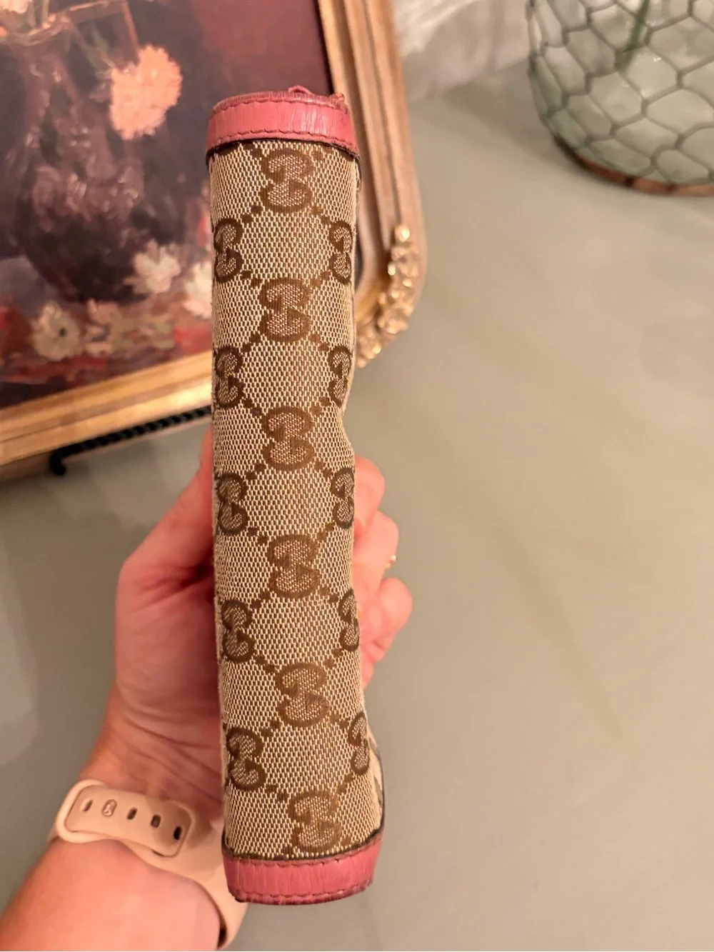 Vintage Gucci Interlocking G Canvas Continental Flap Wallet with Pink Leather - Picture 11 of 16